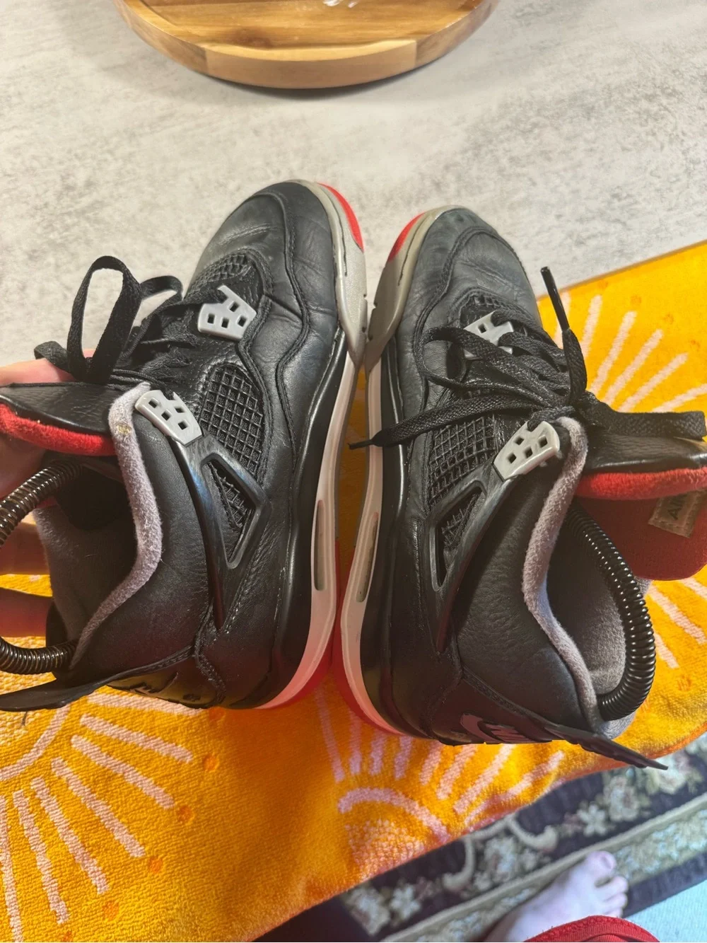 Jordan Air Jordan 4 Kids 5Y  Black/Gray/Red Mid Top Leather